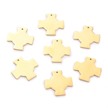 304 Stainless Steel Pendants, Manual Polishing, Stamping Blank Tag, Laser Cut, Cross, Golden, 20x20x1mm, Hole: 1.2mm