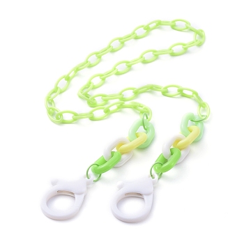 Personalized ABS Plastic Cable Chain Necklaces, Eyeglass Chains, Handbag Chains, with Acrylic Linking Rings and Plastic Lobster Claw Clasps, Light Green, 23.03 inch(58.5cm)