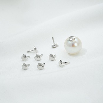 Heart Brass Head Pins, for Ghost Witch Baroque Pearl Making, Platinum, 5mm, Head: 3.5x4mm