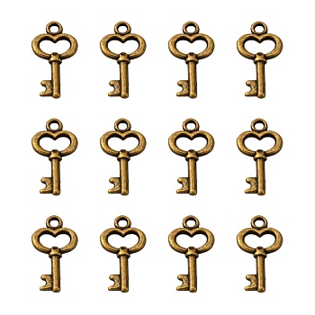 Gifts Ideas for Her Tibetan Style Alloy Charms, Cadmium Free & Nickel Free & Lead Free, Skeleton Key, Antique Bronze, 15.5x9x2.5mm, Hole: 1mm
