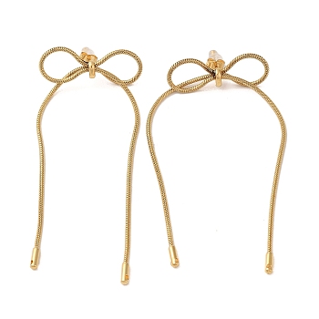 Bowknot 304 Stainless Steel Earrings for Women, Golden, 90x36.5mm