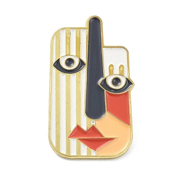 Alloy Enamel Brooch, Enamel Pin, Abstract Painting Face, Red, 29.5x17x9.5mm