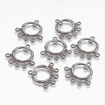 Tibetan Style Chandelier Components Links, Lead Free and Cadmium Free, Ring, Gunmetal, 26x25x2mm, Hole: 1.5mm
