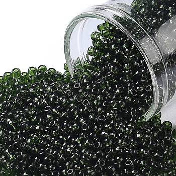 TOHO Round Seed Beads, Japanese Seed Beads, (940) Transparent Olivine, 11/0, 2.2mm, Hole: 0.8mm, about 1110pcs/bottle, 10g/bottle