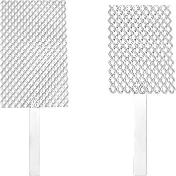 SUPERFINDINGS 2Pcs 2 Style Platinized Titanium Anode Rhodium Jewelry Plating Tool Mesh, with Handle, Rectangle, Platinum, 1pc/style