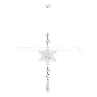 Décorations pendantes en forme de flocon de neige en verre de couleur ab(AJEW-Q144-02P-03)-3