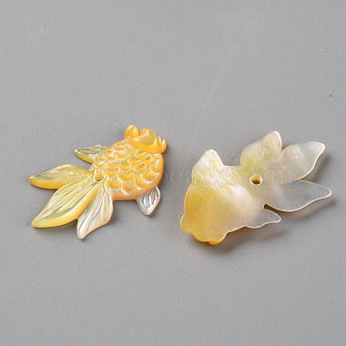 perles jaunes naturelles de coquillages(SSHEL-Q311-001)-2