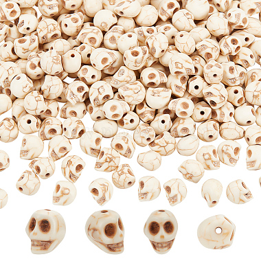 Creamy White Skull Synthetic Turquoise Beads