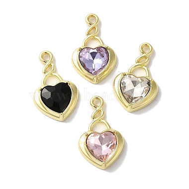 Golden Heart Alloy+Rhinestone Pendants