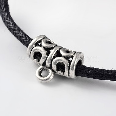 50 Strands Antique Silver & Black Adjustable Wax Cord Bracelets & Alloy Findings
