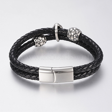 Braided Leather Cord Multi-strand Bracelets(BJEW-H560-56)-3