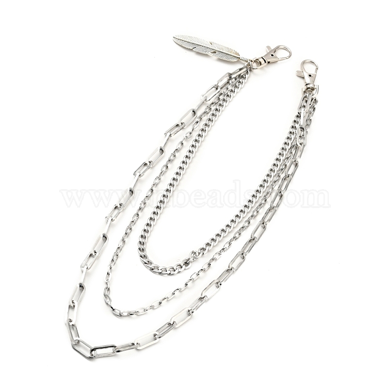 304 Stainless Steel Triple Layer Chains for Jeans Pants, Alloy