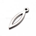 Tarnish Resistant 201 Stainless Steel Pendants, Horse Eye, Stainless Steel Color, 19.5x5.5x1mm, Hole: 1mm(STAS-D429-51)