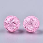 Transparent Crackle Acrylic Round Beads Strands, No Hole, Hot Pink, 12mm about 4400pcs/5000g(CCG-R002-12mm-05)