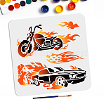 1Pc PET Hollow Out Drawing Painting Stencils, with 1Pc Art Paint Brushes, for DIY Scrapbook, Photo Album, Car, 300x300mm(DIY-MA0003-59C)
