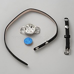 PU Leather Cord Bracelets, Essential Oil Diffuser Bracelets for Women, with Fibre Perfume Pads & Stainless Steel & Alloy Findings & Rhinestone, Flat Round with Musical Note Pattern, Royal Blue, 12-5/8x3/8x1/4 inch(32.2x0.9x0.5cm)(BJEW-WH0023-35B)