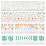 4 Bags 4 Styles Coated Paper Sealing Stickers, for Celebrating, Wedding, Birthday & Business Personalized Handmade Gift Seal Decor, Rectangle with Pattern, Mixed Color, 50pcs/bag, 1 bag/style(DIY-GA0002-15)