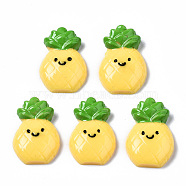 Spray Painted Resin Cabochons, Pineapple with Smile, Yellow, 30~31.5x20.5~21.5x7.5mm(CRES-Q215-007)