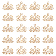 304 Stainless Steel Pendants, Lotus Flower, Golden, 7.5x10x1mm, Hole: 1mm, 20pcs/box(FIND-DC0001-61)