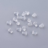 Plastic Ear Nuts, Earring Backs, Clear, 5x4mm, Hole: 0.7mm(KY-G006-04-G)