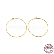 925 Sterling Silver Hoop Earring Findings, Wine Glass Charm Rings, with S925 Stamp, Real 18K Gold Plated, 32.5x30x0.7mm(STER-P051-02G)
