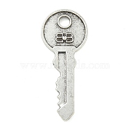 Tibetan Style Alloy Big Pendants, Key, Antique Silver, 56x23x3mm, Hole: 5mm, about 135pcs/1000g.(FIND-M056-07D-AS)