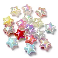 UV Plating Rainbow Iridescent Opaque Acrylic Beads, Glitter Beads, Two Tone, Star, Mixed Color, 18.5x20x11mm, Hole: 1.6mm(X-MACR-D081-13)