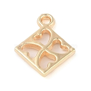 CCB Plastic Pendants, Rhombus with 4-Hollow Heart, Golden, 19.5x15x3mm, Hole: 2mm(FIND-U003-01G)