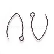 304 Stainless Steel Earring Hooks, with Horizontal Loop, Electrophoresis Black, 26x15.5mm, Hole: 2.5mm, 20 Gauge, Pin: 0.8mm(STAS-L216-03A-B)