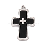 Alloy Acrylic Sheet Pendants, Platinum, Cross, 33.5x21x3mm, Hole: 2mm(FIND-U007-01P)