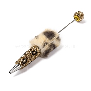 Iron Beadable Pen, Ball-Point Pen, with Polymer Clay Rhinestone & Plush Pompom, for DIY Personalized Pen with Jewelry Beads, Aurum, 155x26mm(AJEW-K049-03B)