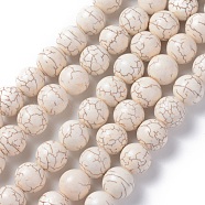 Synthetic Magnesite Beads Strands, Round, White, 16mm, Hole: 1mm, about 26pcs/strand, 15.7 inch, about 8strands/1000g(G-E018-16mm)