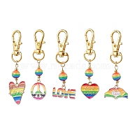 Alloy Enamel Pendant Decorations, with Resin Beads. Rainbow Color Pride, Mixed Shapes, 58~69mm(HJEW-JM01708)