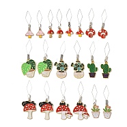 20Pcs 10 Style 304 Stainless Steel Threaders, with Alloy Enamel Pendant, Mushroom & Cactus, Mixed Color, 48~63mm, 2pcs/style(DIY-AB00045)