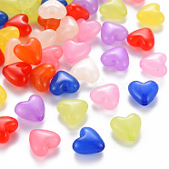 Transparent Acrylic Beads, Dyed, Heart, Mixed Color, 10x10.5x5.5mm, Hole: 1.5mm, about 1226pcs/500g(MACR-S373-25E)