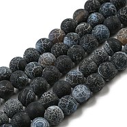 Weathered Agate Beads Strand, Grade A, Dyed, Round, Black, 6mm, Hole: 1mm, about 65pcs/strand, 13.66 inch(G-E403-79-6mm)