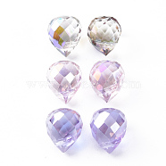 Electroplated Glass Charms, Faceted, Teardrop, Mixed Color, 9.5x8mm, Hole: 1.2mm, about 48pcs/board, 3board/box(EGLA-N006-023)