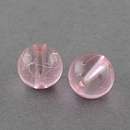 Drawbench Transparent Glass Beads Strands, Spray Painted, Round, Pink, 10mm, Hole: 1.3~1.6mm, 31.4 inch(X-GLAD-Q012-10mm-02)