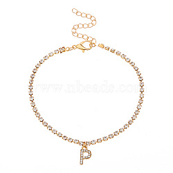 Fashionable and Creative Rhinestone Anklet Bracelets, English Letter P Hip-hop Creative Beach Anklet for Women, Golden(DA6716-16)