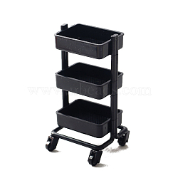 Miniature ABS Plastic Storage Rolling Cart, for Dollhouse Accessories Pretending Prop Decorations, Black, 31.5x46x91mm(MIMO-PW0001-116C)