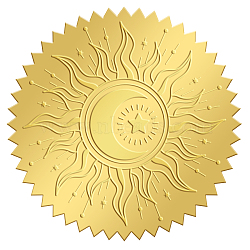 Self Adhesive Gold Foil Embossed Stickers, Medal Decoration Sticker, Sun Pattern, 5x5cm(DIY-WH0211-147)
