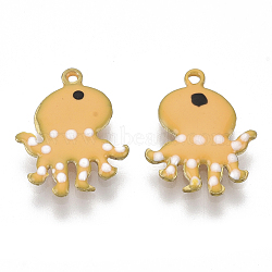 Alloy Enamel Charms, Enamelled Sequins, Octopus, Orange, 14x11x1.5mm, Hole: 1mm(PALLOY-S174-14F)