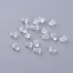 Plastic Ear Nuts, Earring Backs, Clear, 5x4mm, Hole: 0.7mm(KY-G006-04-G)