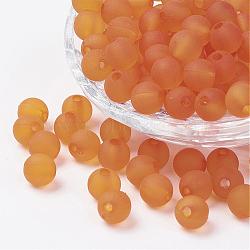 Transparent Acrylic Beads, Round, Frosted, Orange, 4mm, Hole: 1mm, about 14000pcs/500g(PL704-C22)