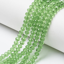 Glass Beads Strands, Faceted, Rondelle, Lime, 8x6mm, Hole: 1mm, about 63~65pcs/strand, 39~40cm(EGLA-A034-T8mm-D11)