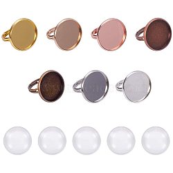 DIY Ring Making, with Adjustable Brass Finger Ring, Transparent Glass Cabochons, Mixed Color, 8.2x8.2x2.7cm(KK-PH0035-53)