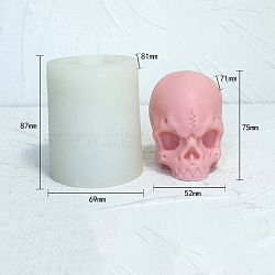 Halloween Skull DIY Food Grade Silicone Candle Molds, Aromatherapy Candle Moulds, Scented Candle Making Molds, White, 8.1x6.9x8.7cm(PW-WG53501-01)