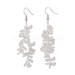 Glass Seed Braided Branch Dangle Earrings, 316 Surgica Stainless Steel Wire Wrap Jewelry for Women, Clear, 71mm, Pin: 0.7mm(EJEW-MZ00070-01)