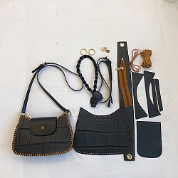 DIY Imitation Leather Crossbody Lady Bag Making Kits, Handmade Crochet Shoulder Bags Sets for Beginners, Black, Finish Product: 16x24x6cm(PW-WG56265-05)