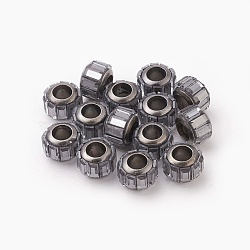 Glass European Beads, Large Hole Beads, with Alloy Cores, Column, Gunmetal, Dark Gray, 9x7mm, Hole: 4.7~5mm(GLAA-G064-11B)